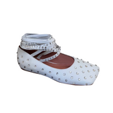 Diamante Lace Up Ballet Shoes